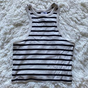 Black and white cropped striped tank top.